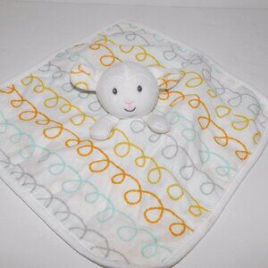 White Lamb Squiggly Lines Writing Rattle Baby Security blanket Lovey Nunu Plush